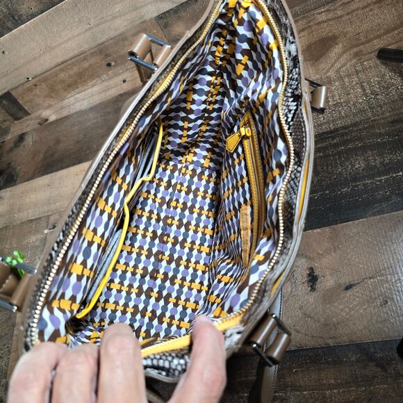 Vera Bradley Small Ella Tote 18167-755905 Purse Faux Leather Maize Snake Print - Picture 4 of 5